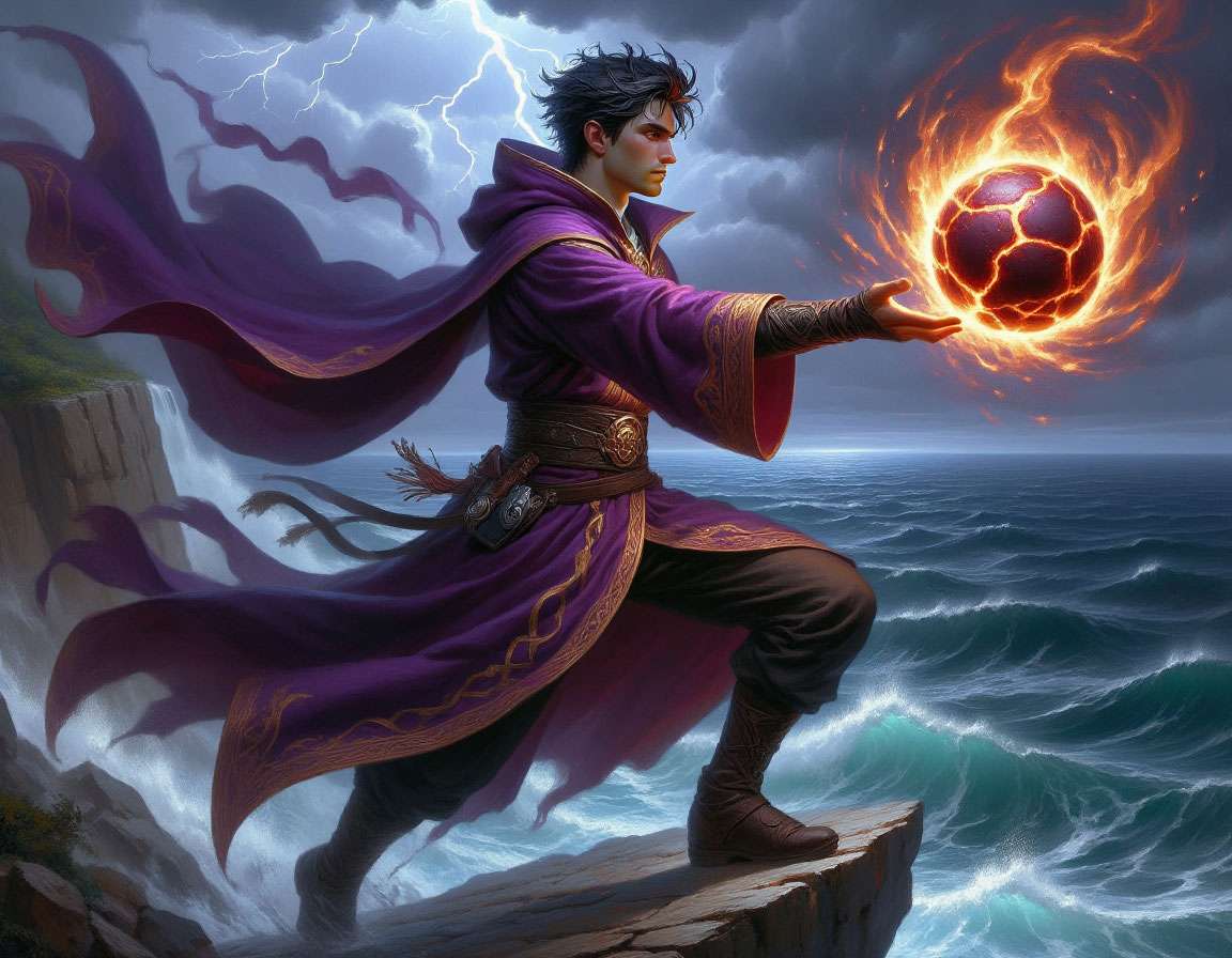 Маг Rift выпускает фаерболл