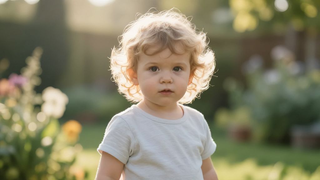 Красивый маленький ребенок в солнечном саду как символ надежды