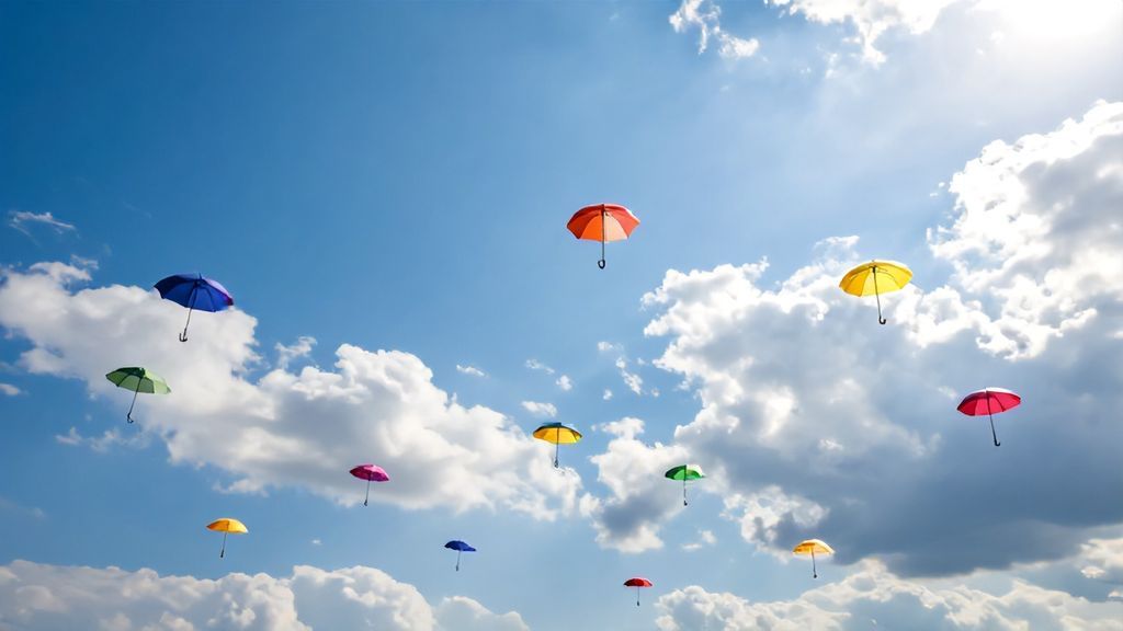 Сон о множестве разноцветных зонтиков, летящих в небе