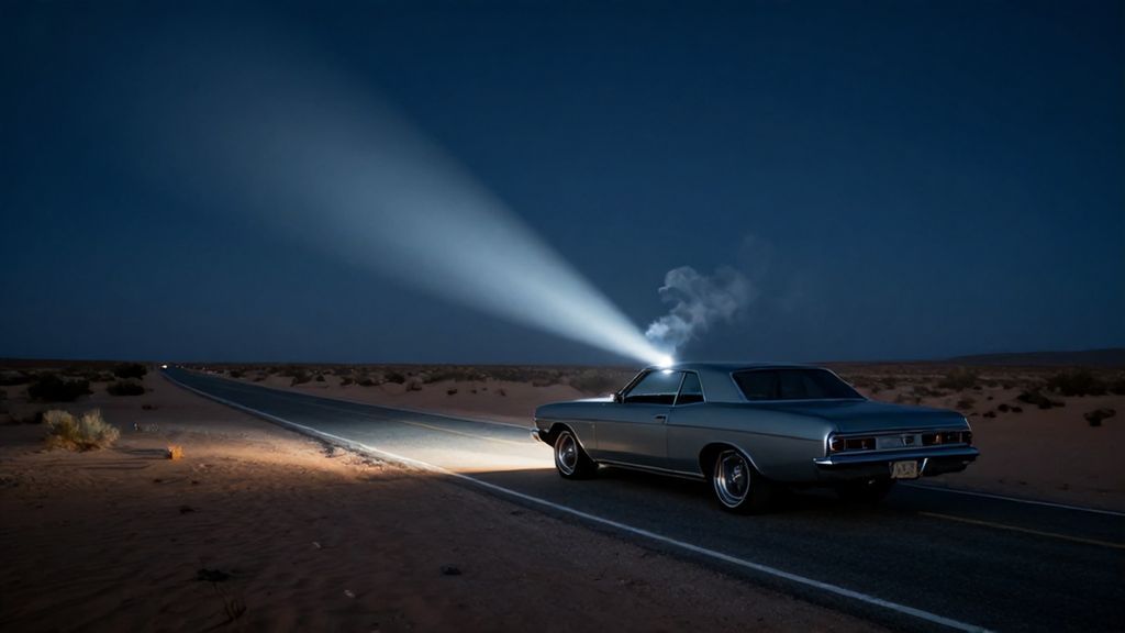 Остановка автомобиля из-за воздействия НЛО на пустынной дороге