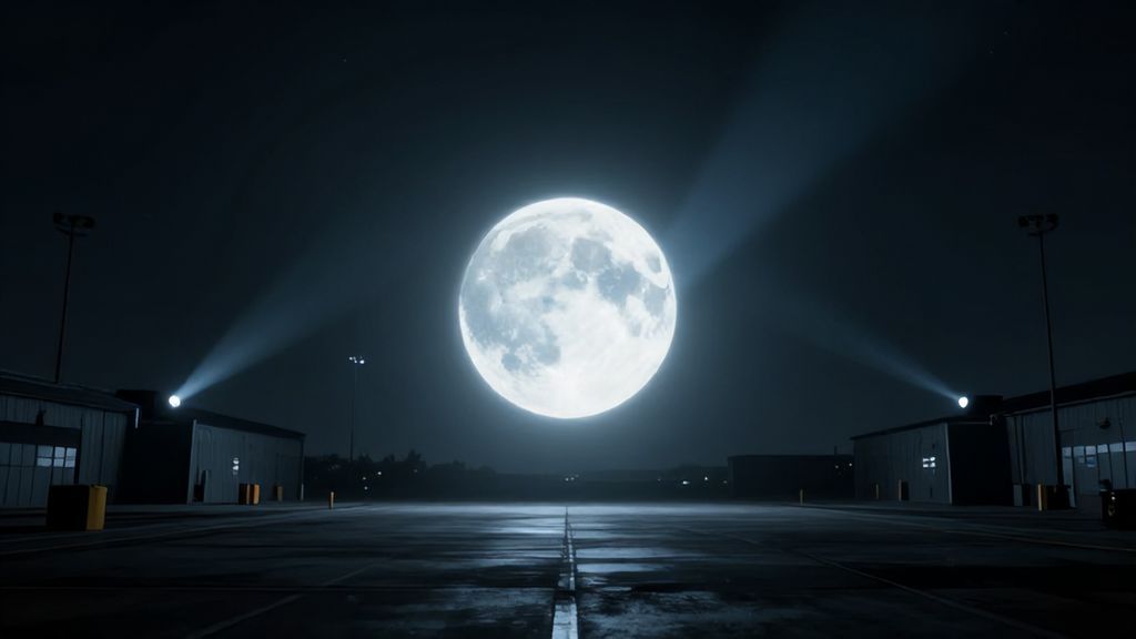 Светящийся шар НЛО над военной базой ночью