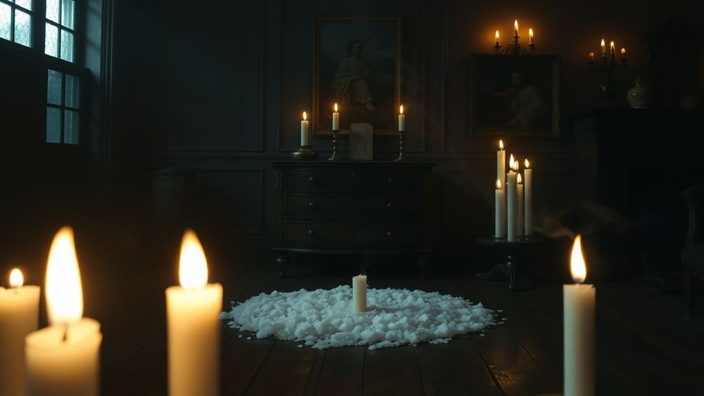 Защитный круг из соли и свечи для спиритического сеанса