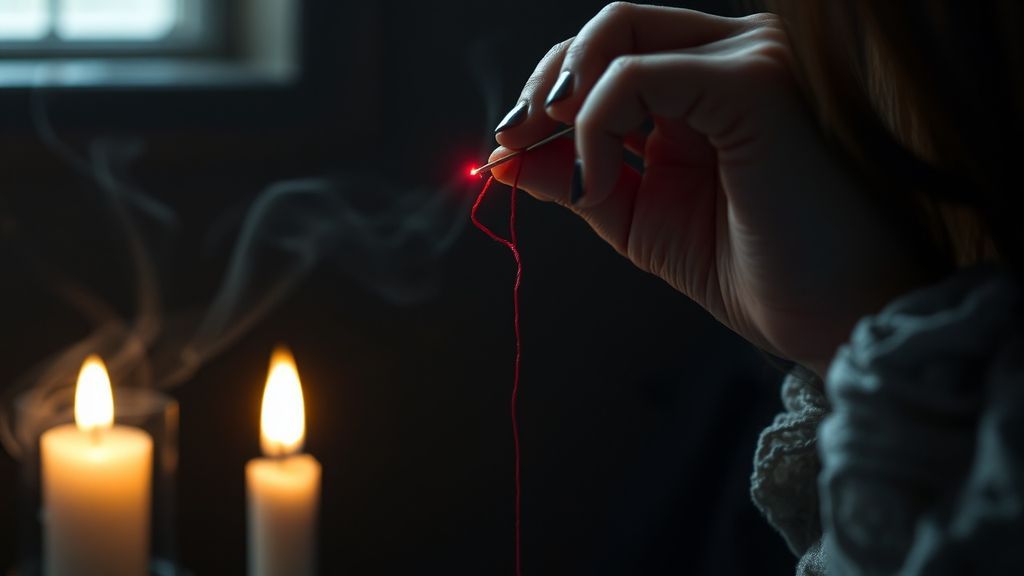 Магическое сшивание фотографий красной нитью для любви