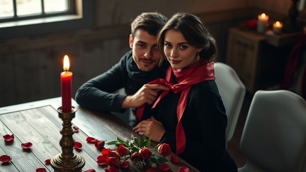 Ритуал приворота по фотографии со свечами и красной лентой