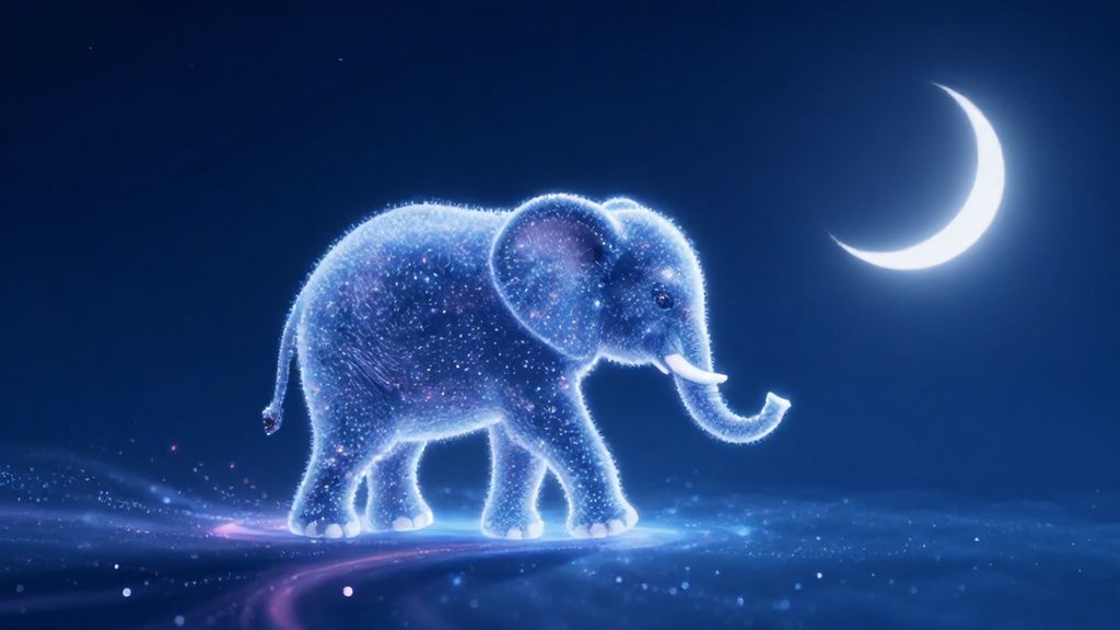 Звездный слоненок в ночном небе символ вещего сна.
