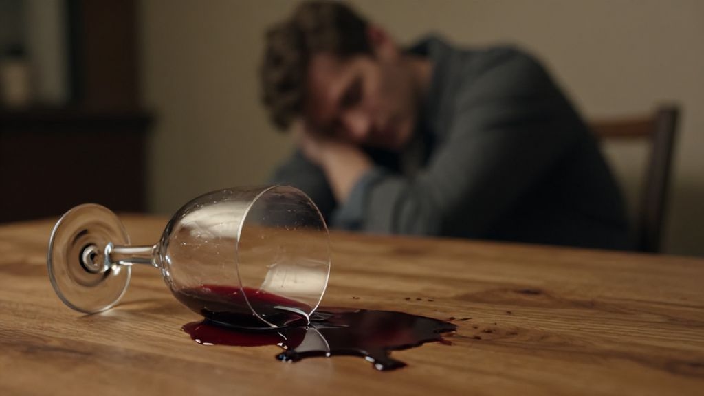 Разбитый бокал и мужской силуэт символ потери контроля