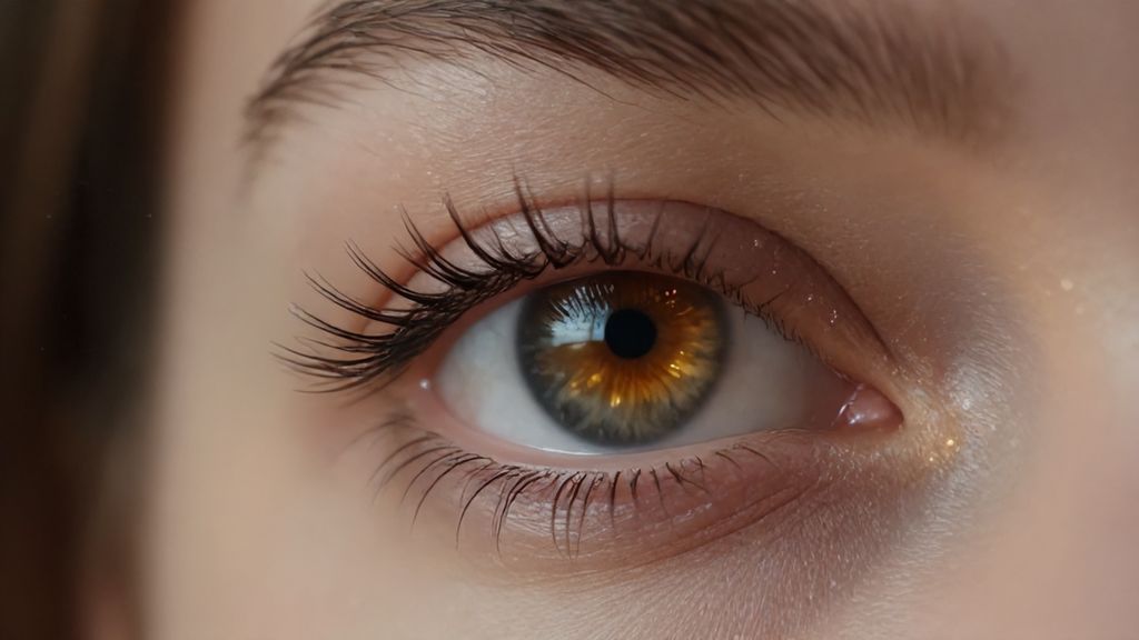 Крупный план глаза с длинными густыми ресницами в магическом свете