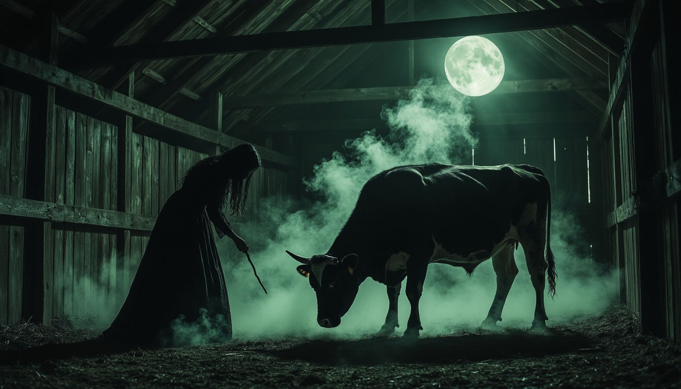Магический обряд босорки в ночном хлеву