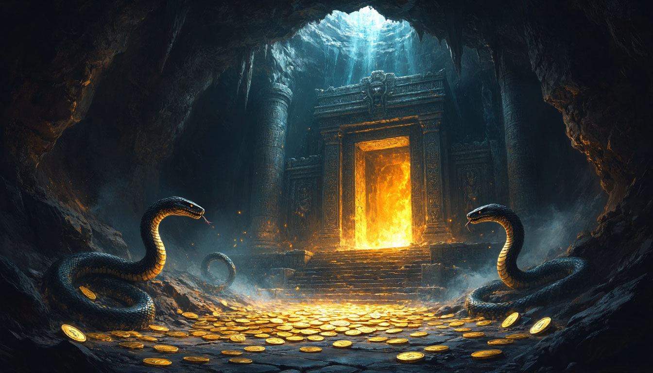 Вход в подземную сокровищницу охраняемую змеями