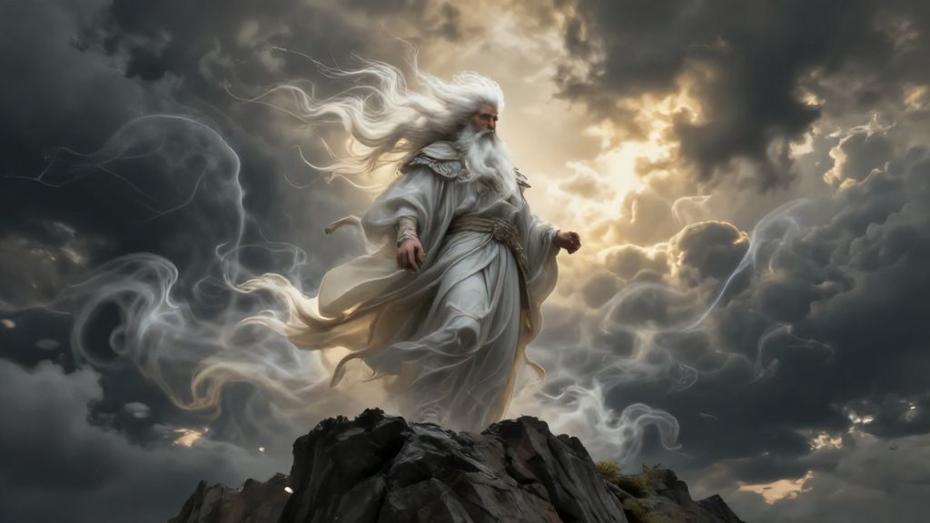 Славянский бог Стрибог — повелитель ветров на вершине горы