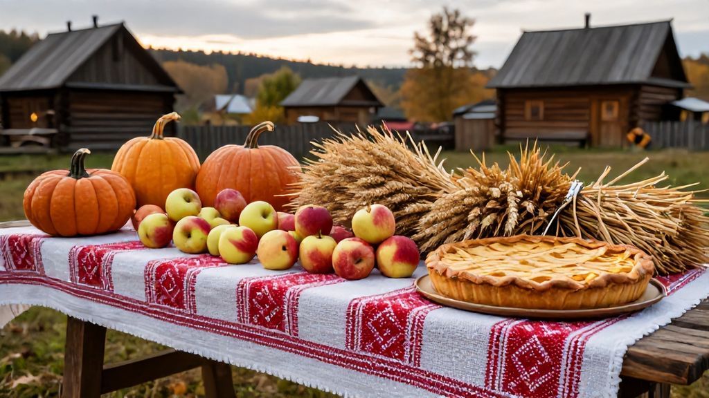 Богатый стол на славянский праздник урожая Таусень