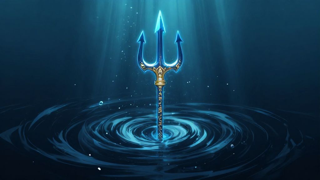 Эзотерический символ Ния — сияющий трезубец в водном вихре
