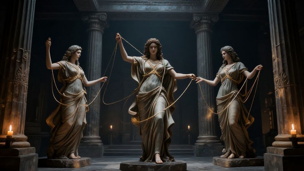 Три богини судьбы Мойры прядут нить человеческой жизни