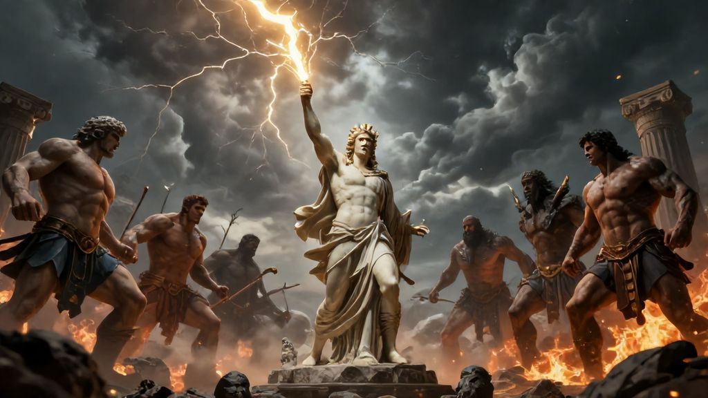 Грандиозное сражение богов Олимпа против титанов за власть над миром