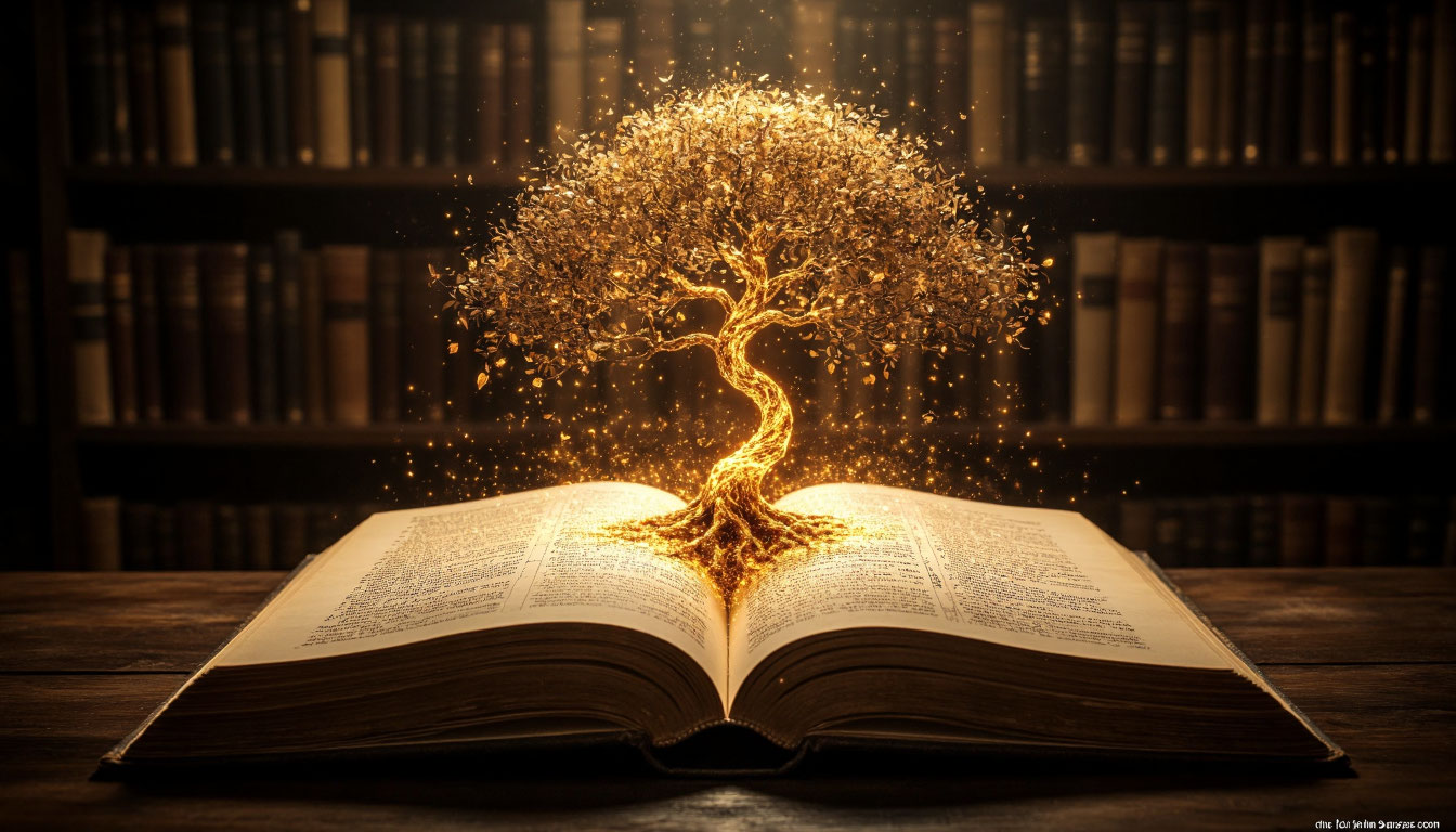 Древняя книга с родословной как символ памяти и очищения связей