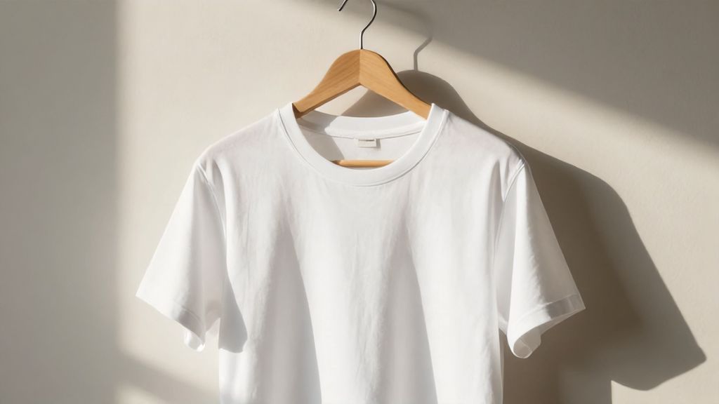 Белоснежная хлопковая майка в лучах утреннего солнца