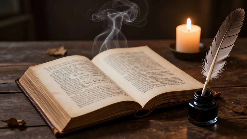 Старинная книга снов с мистическим дымом, символизирующая толкование видений