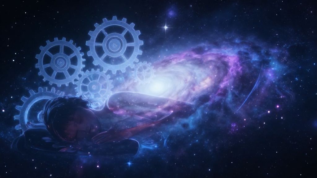 Мистическая визуализация связи подсознания с информационным полем вселенной