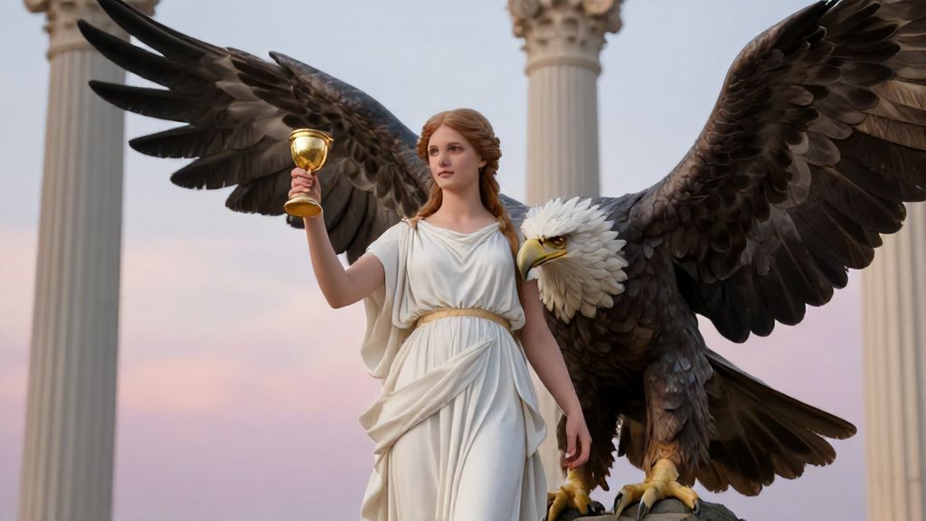 Изображение богини Гебы с орлом Зевса