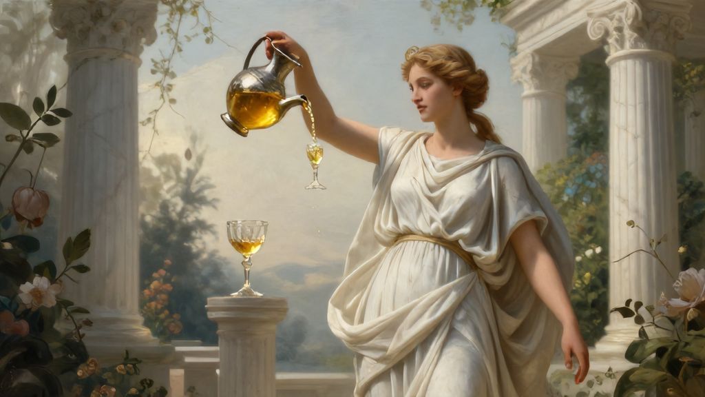 Богиня Геба разливает нектар богам на Олимпе