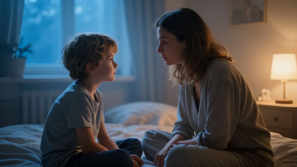 Мама слушает рассказ ребенка о невидимом друге
