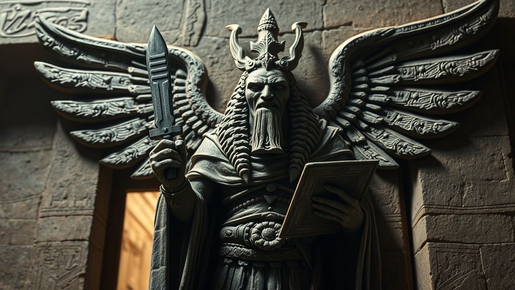 Древний рельеф с изображением Намтара, вестника судьбы в Шумере