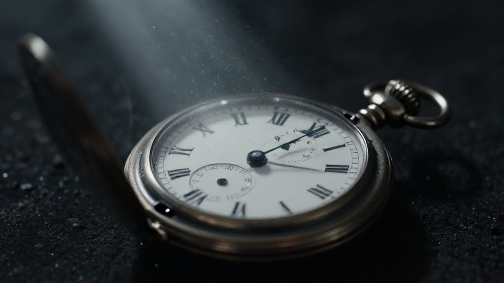 Старинные механические часы, остановившиеся в луче света