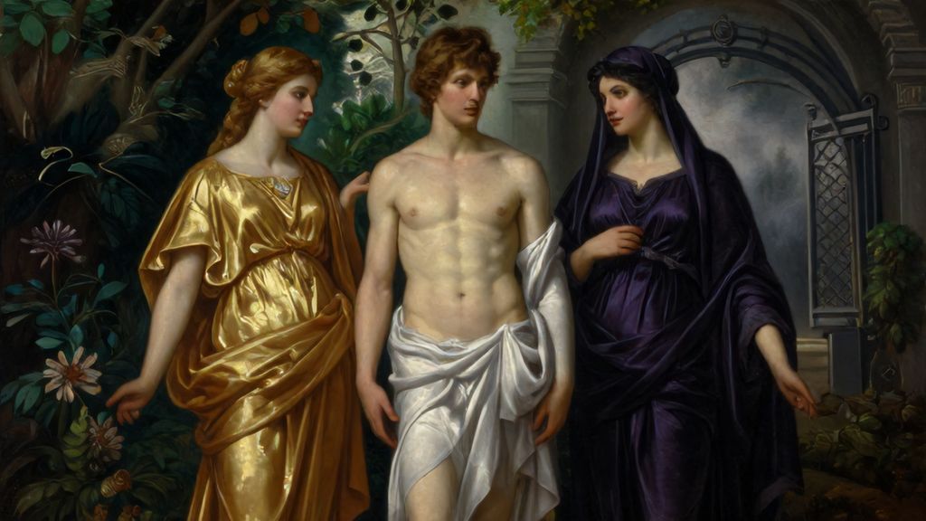Адонис между богинями Афродитой и Персефоной