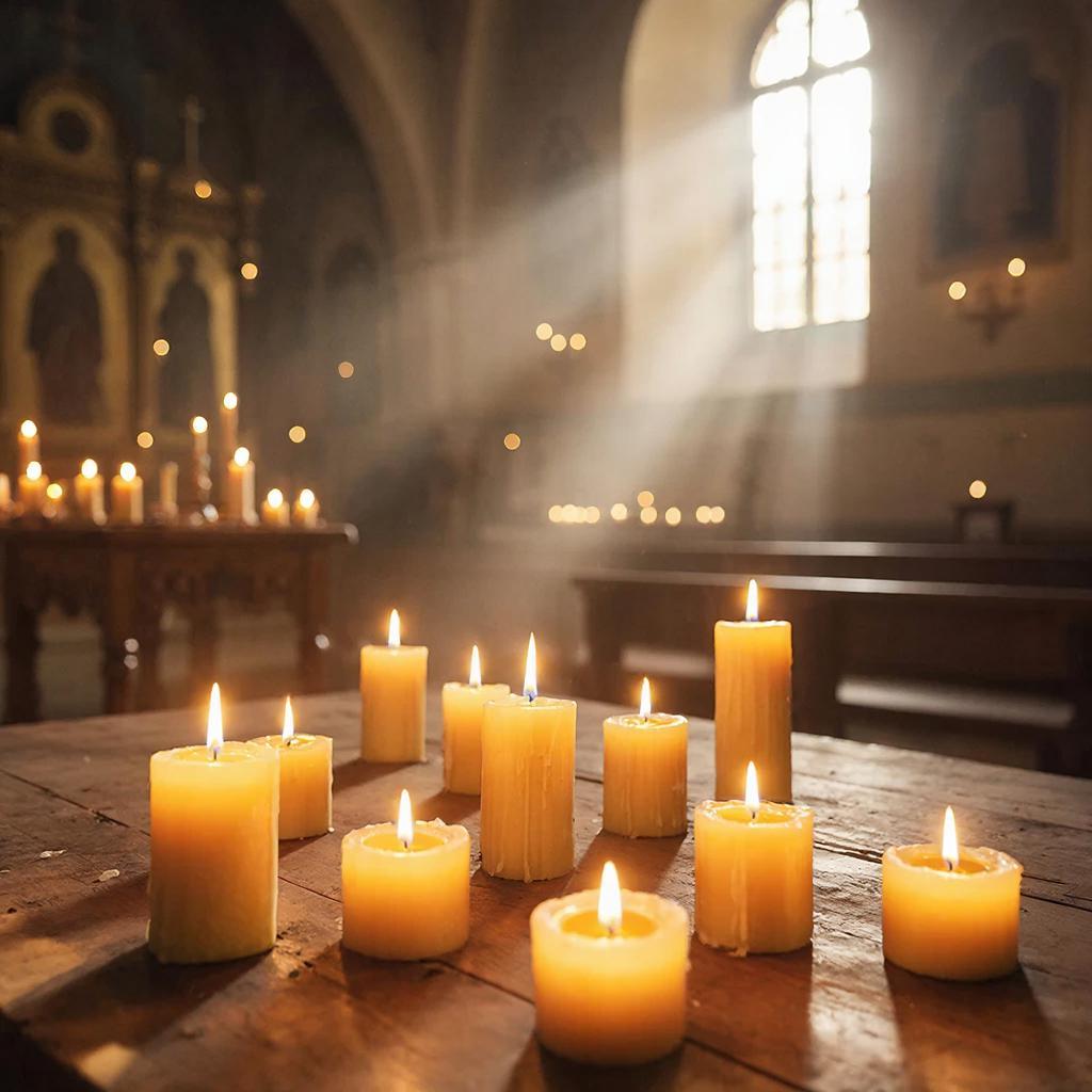 Множество горящих свечей в храме в день родительской субботы