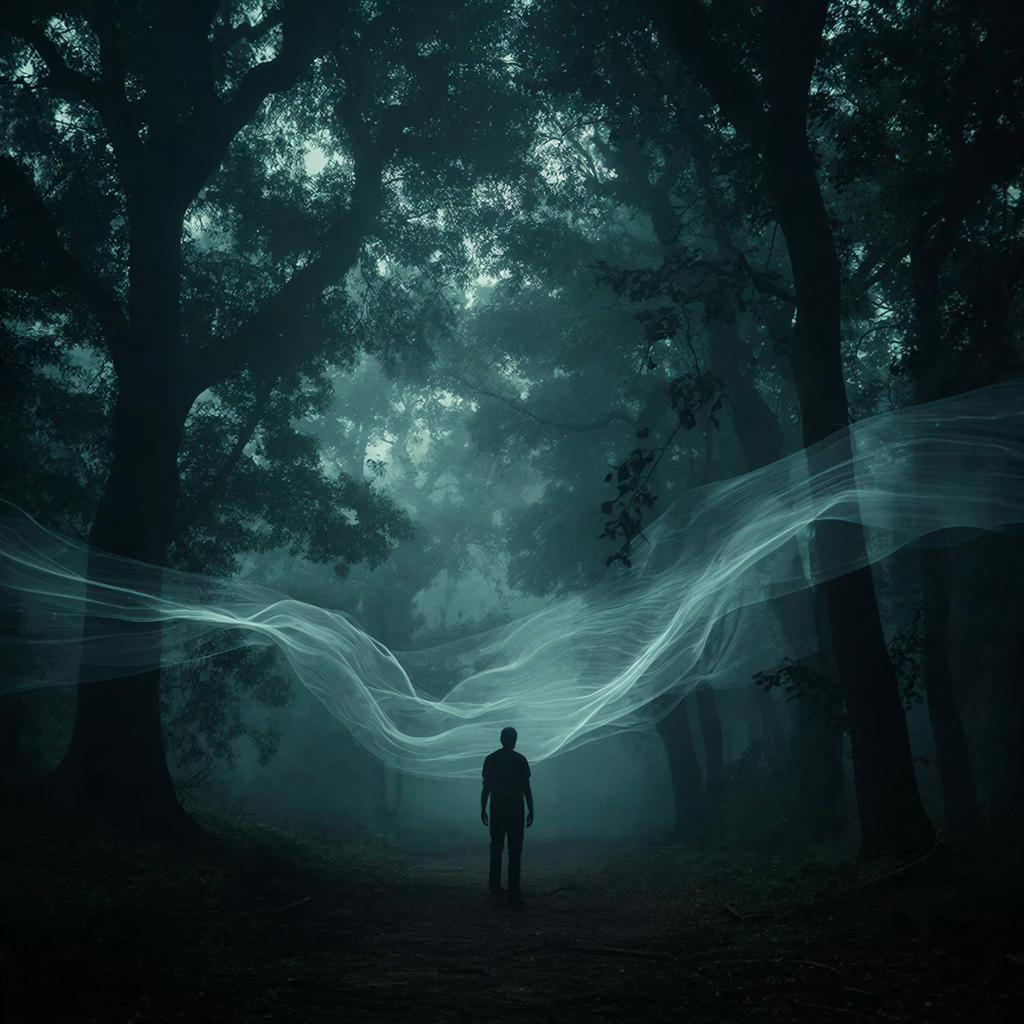 Мистический голос в густом темном лесу