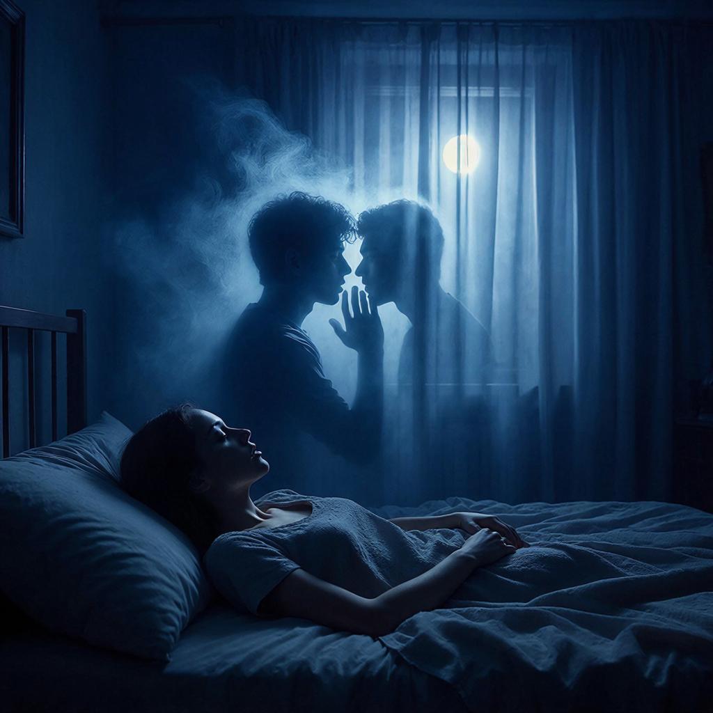 Мистический мужской шепот в темноте спальни