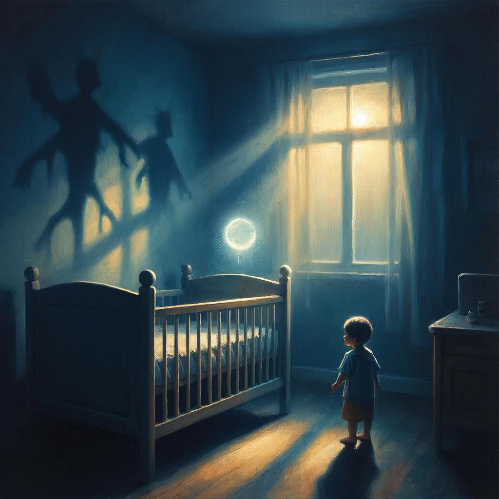 Ребенок видит тени в темной комнате