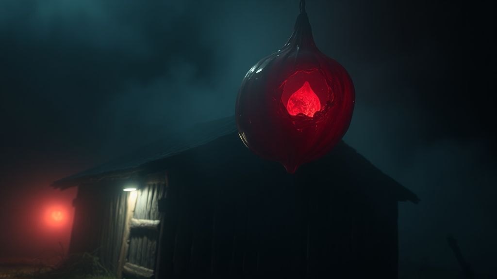 Мифический убор в виде кровавого сгустка в ночном сарае