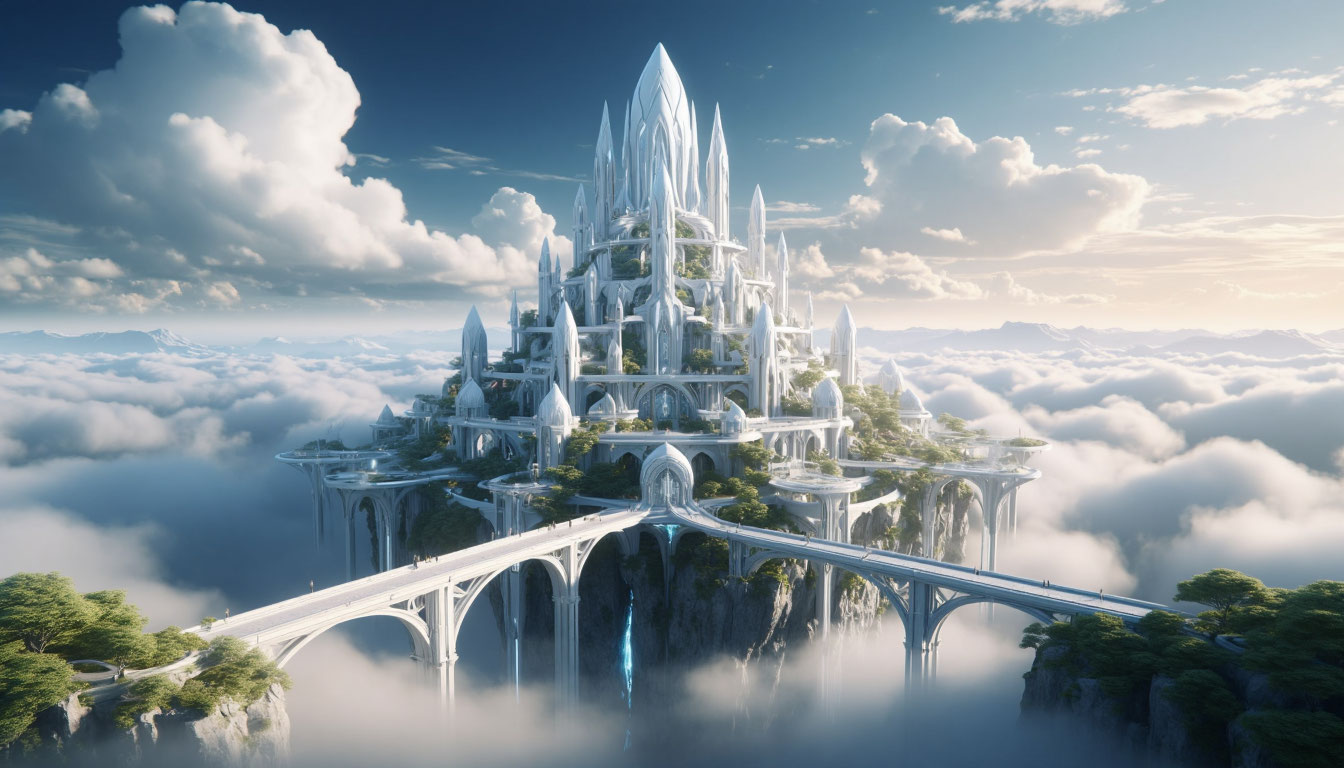 Мир светлых альвов Альвхейм с сияющей архитектурой и эфирными духами