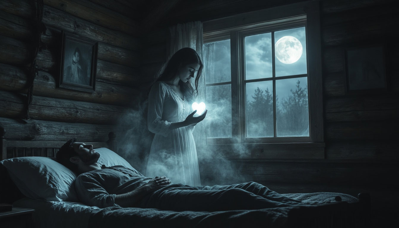 Дух вештицы похищает жизненную силу спящей жертвы