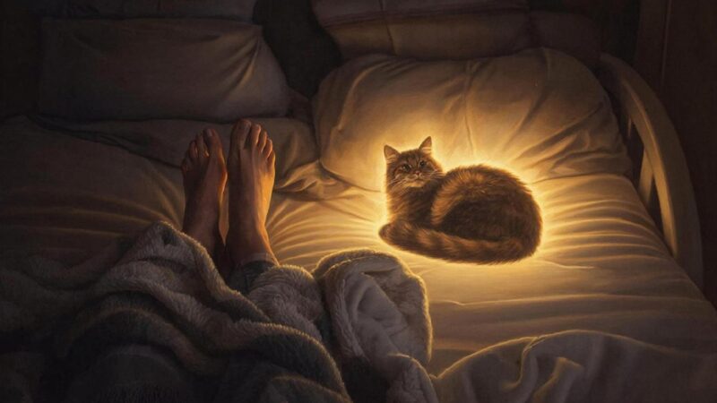 Кошка спит в ногах — приметы