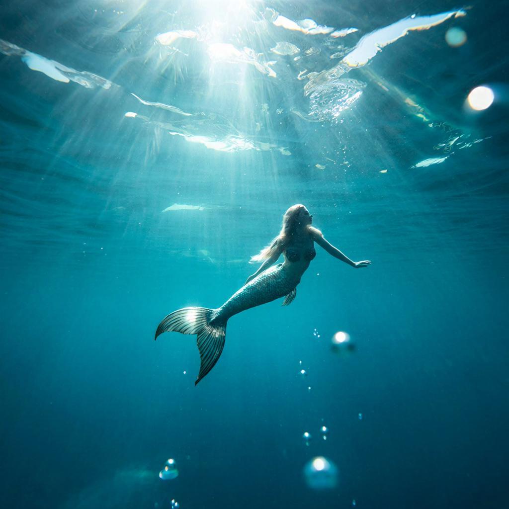 Мистическая русалка в прозрачной воде во сне